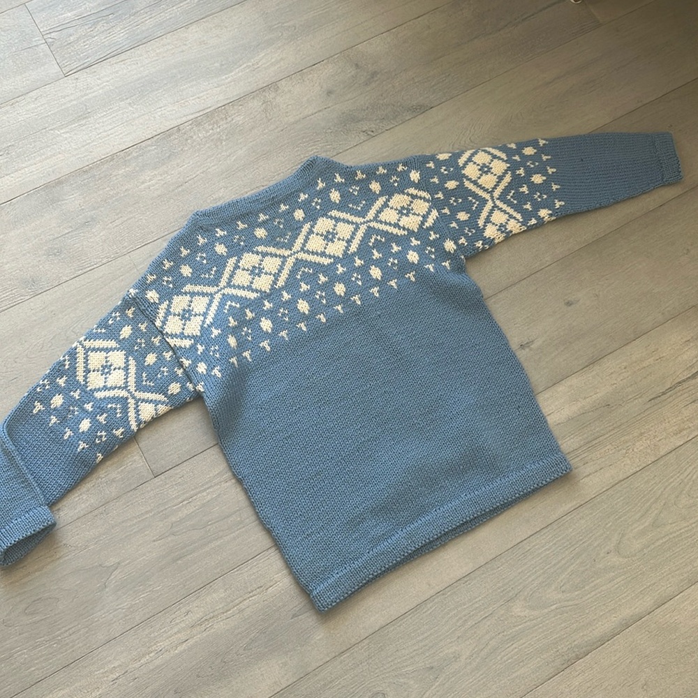 Original-Lanz Wool Sweater Blue Vintage size 50 M/L Fair Isle